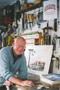 Photo of Robin Jaycox '53 in his workshop