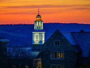A Colgate building at sunset. Links to Gifts from Retirement Plans